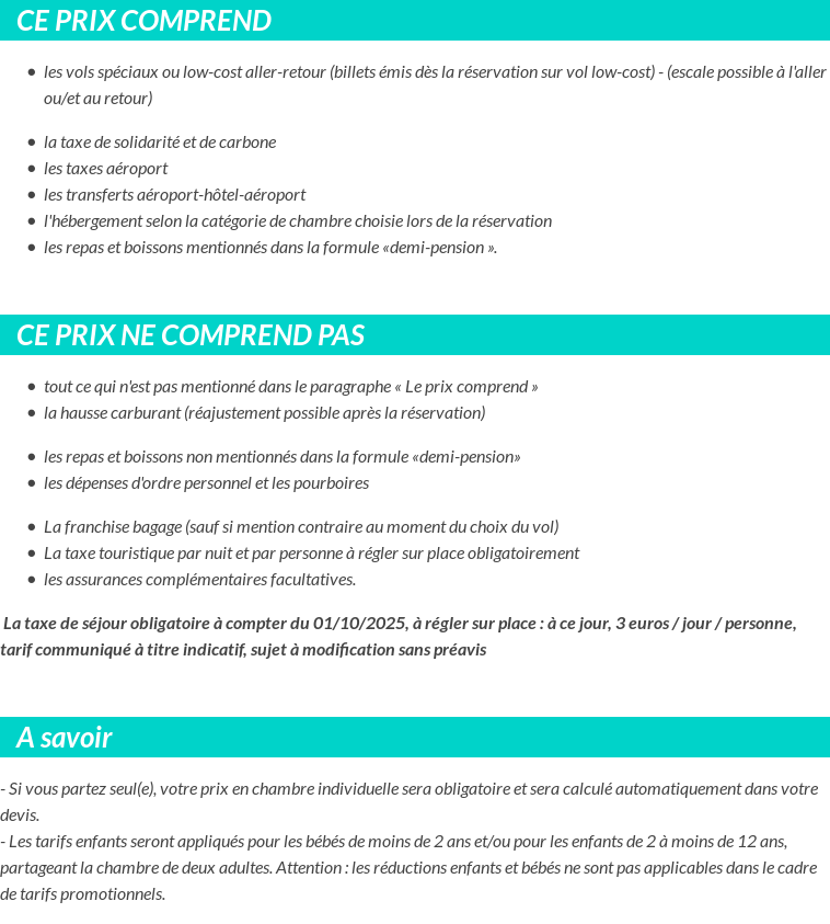 Conditions tarifaires