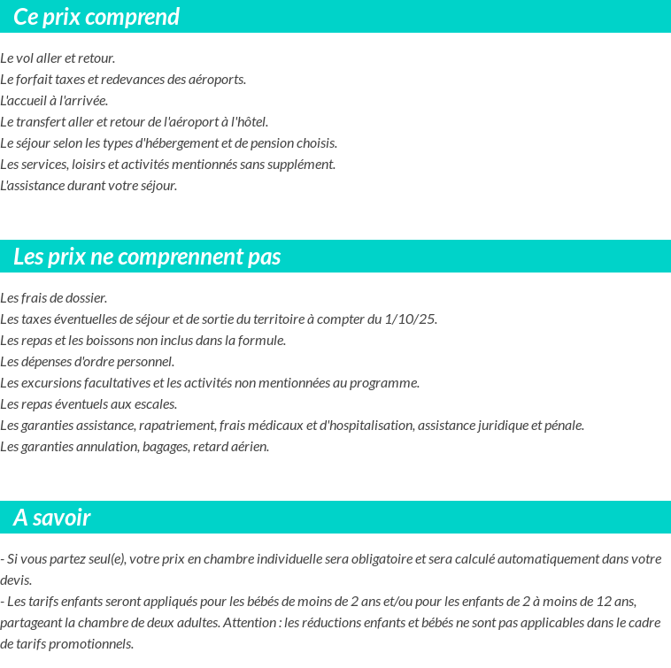 Conditions tarifaires