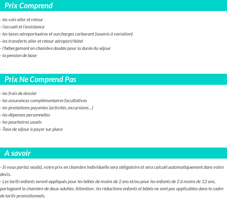 Conditions tarifaires