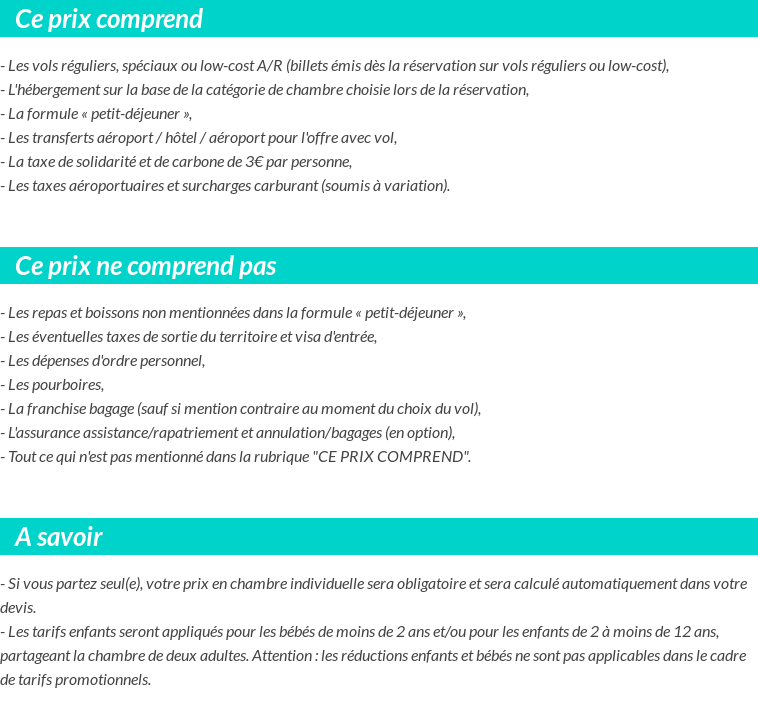 Conditions tarifaires