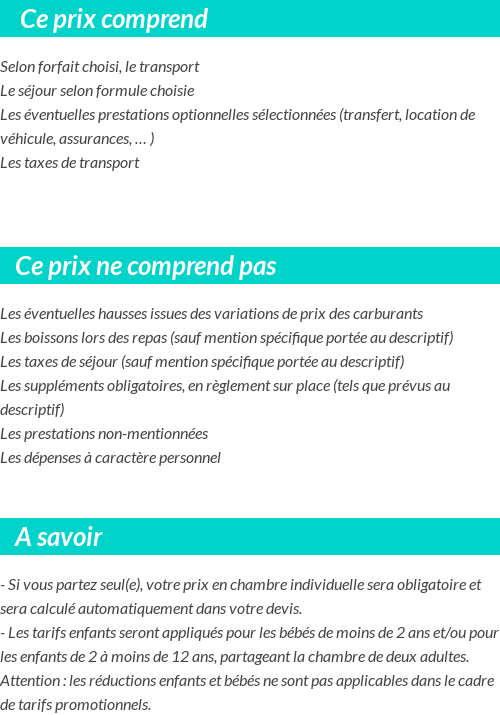 Conditions tarifaires