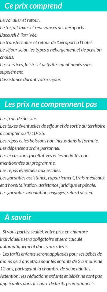 Conditions tarifaires