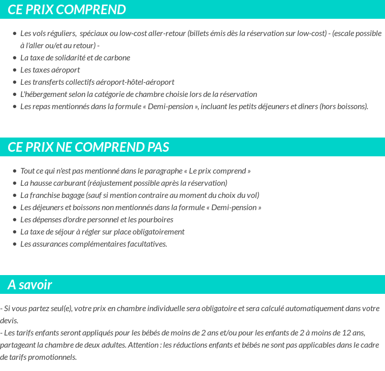 Conditions tarifaires