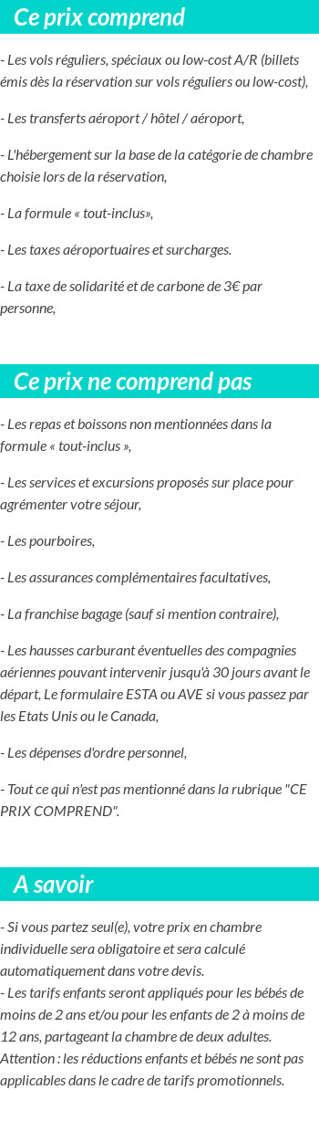 Conditions tarifaires