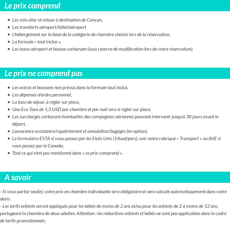 Conditions tarifaires