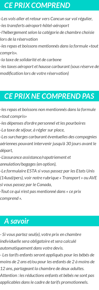 Conditions tarifaires