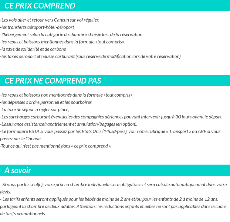 Conditions tarifaires