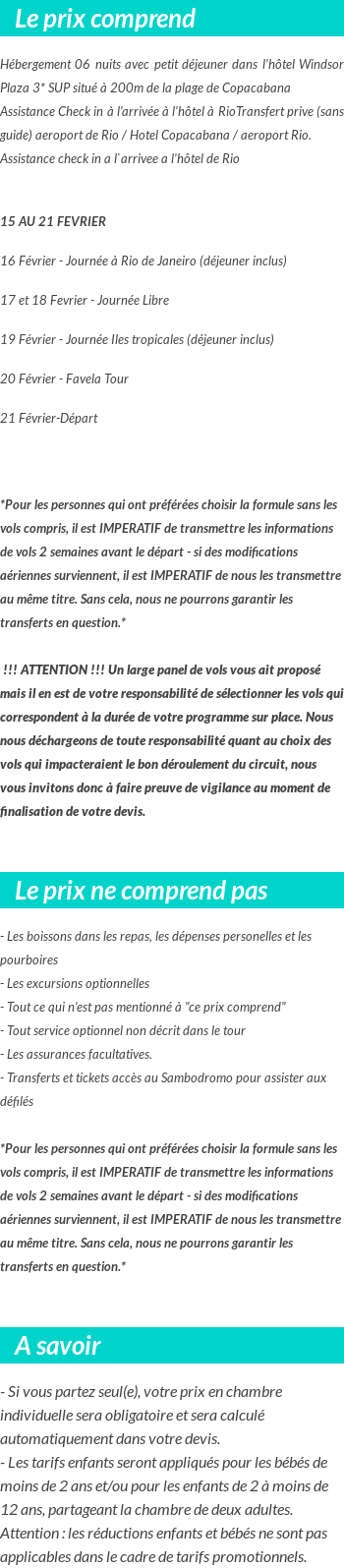 Conditions tarifaires