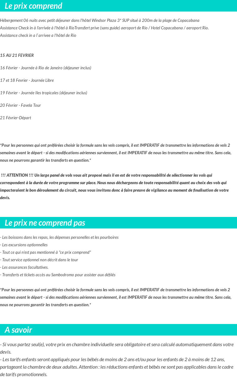 Conditions tarifaires