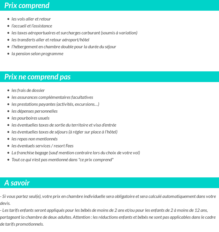 Conditions tarifaires