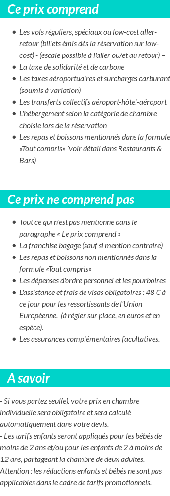 Conditions tarifaires