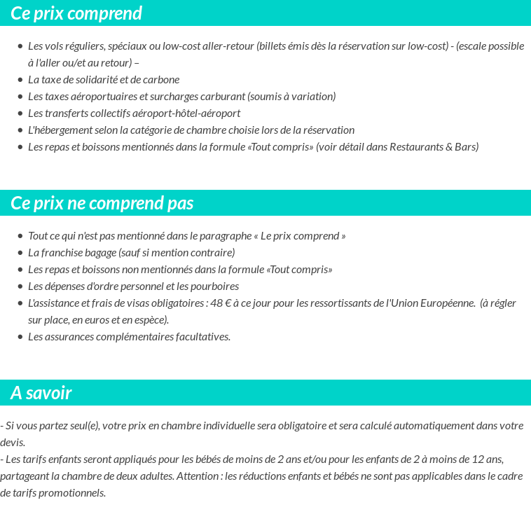 Conditions tarifaires