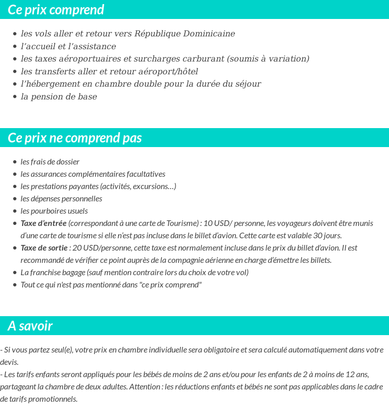 Conditions tarifaires
