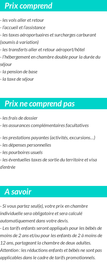 Conditions tarifaires