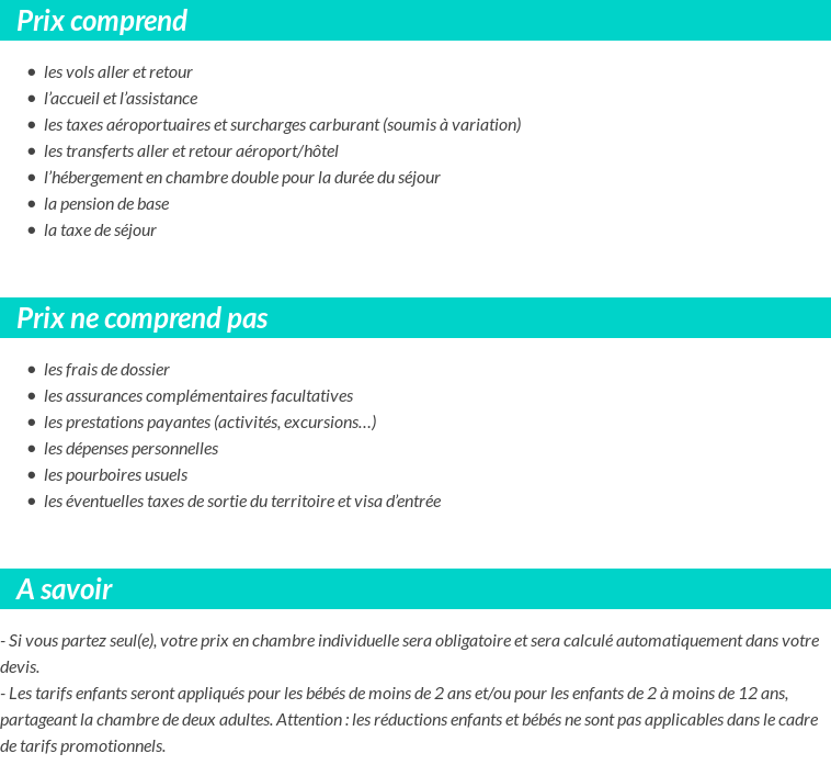 Conditions tarifaires
