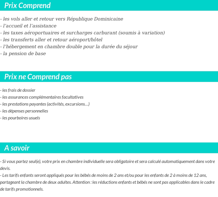 Conditions tarifaires