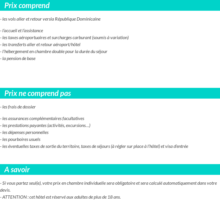 Conditions tarifaires