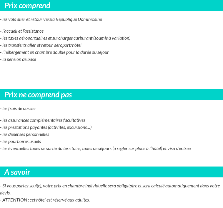 Conditions tarifaires