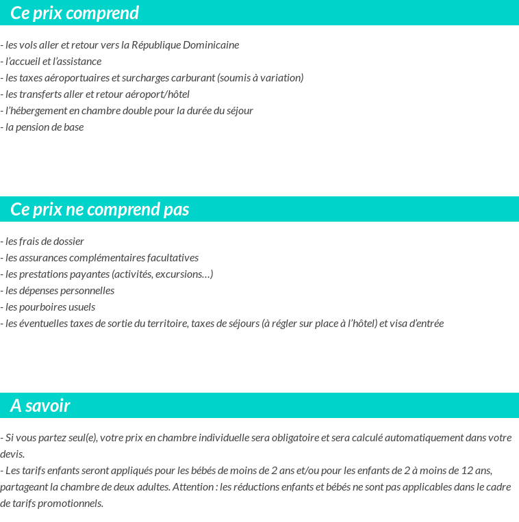 Conditions tarifaires