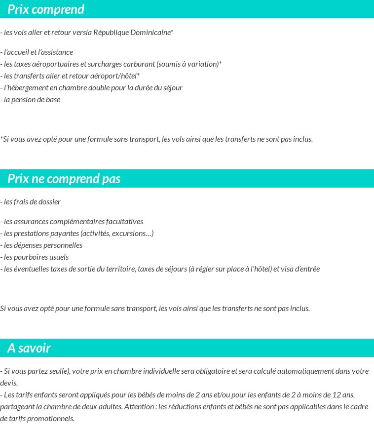 Conditions tarifaires