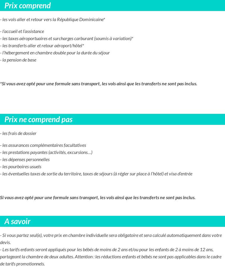 Conditions tarifaires