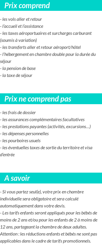 Conditions tarifaires