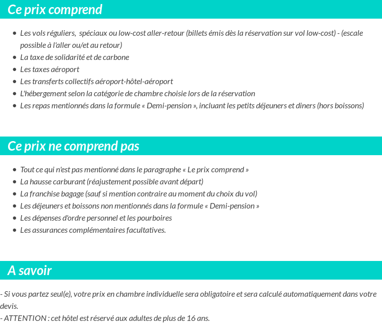 Conditions tarifaires