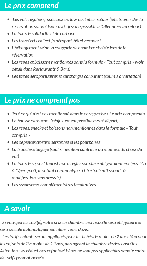 Conditions tarifaires