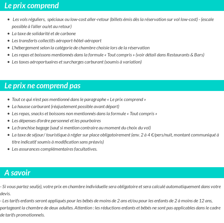 Conditions tarifaires
