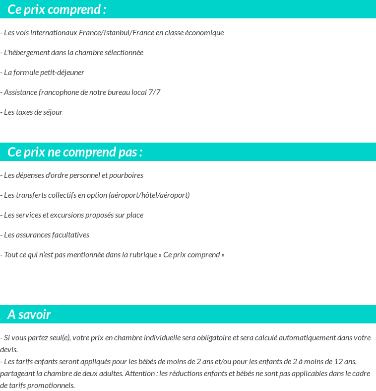 Conditions tarifaires