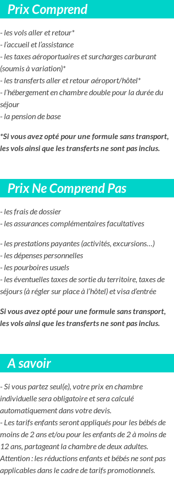 Conditions tarifaires