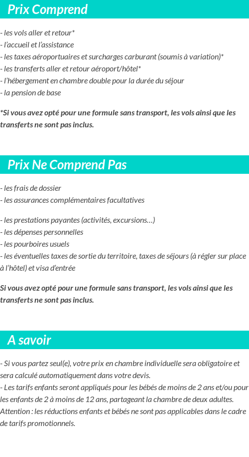 Conditions tarifaires