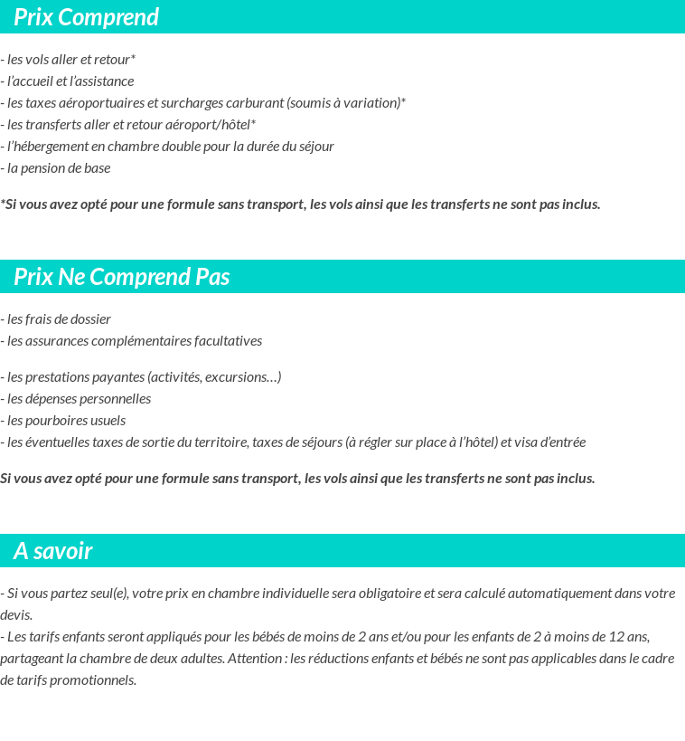 Conditions tarifaires