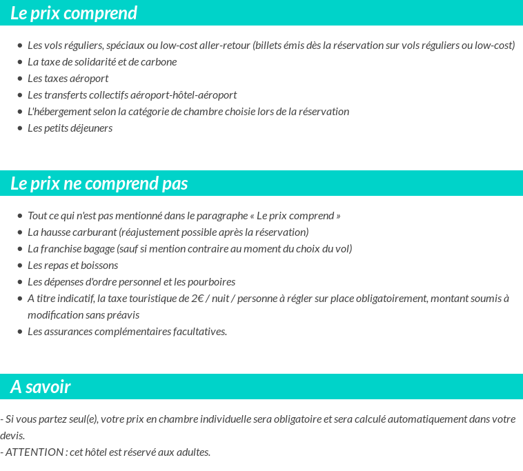 Conditions tarifaires