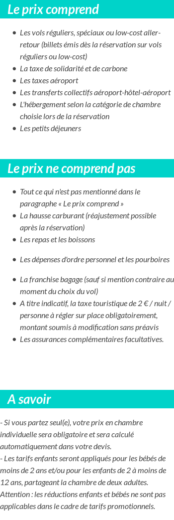 Conditions tarifaires