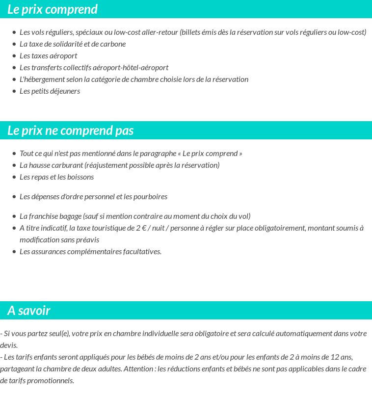 Conditions tarifaires