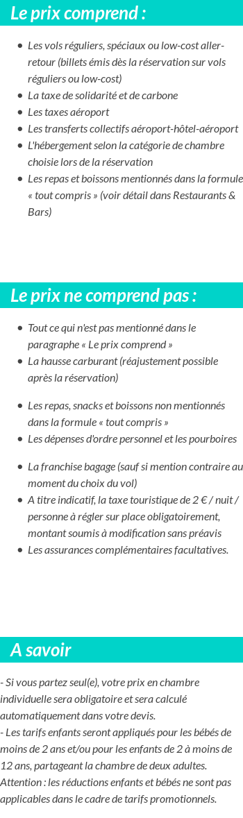 Conditions tarifaires