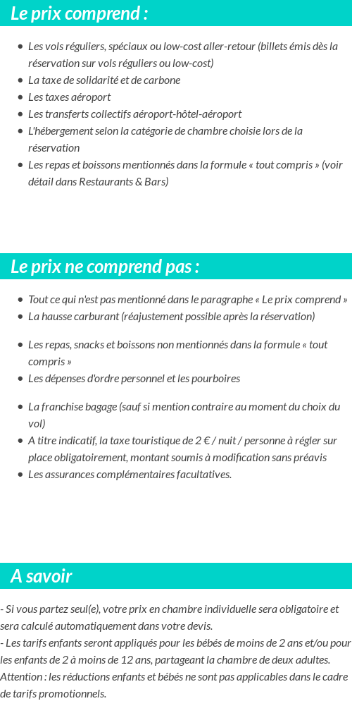 Conditions tarifaires