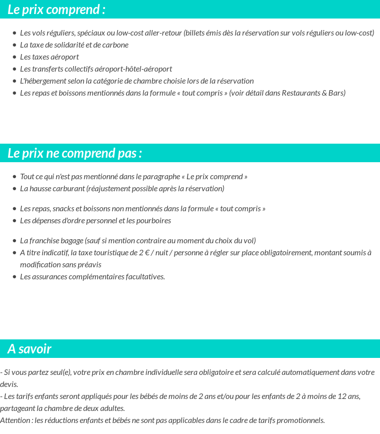 Conditions tarifaires