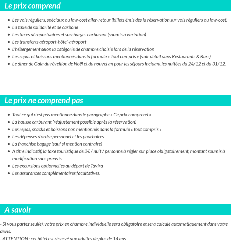 Conditions tarifaires