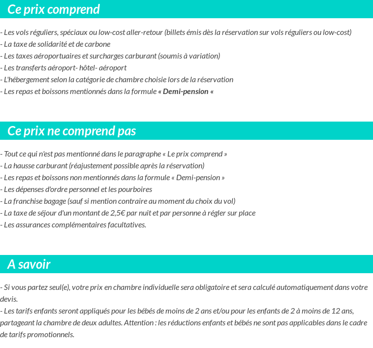 Conditions tarifaires