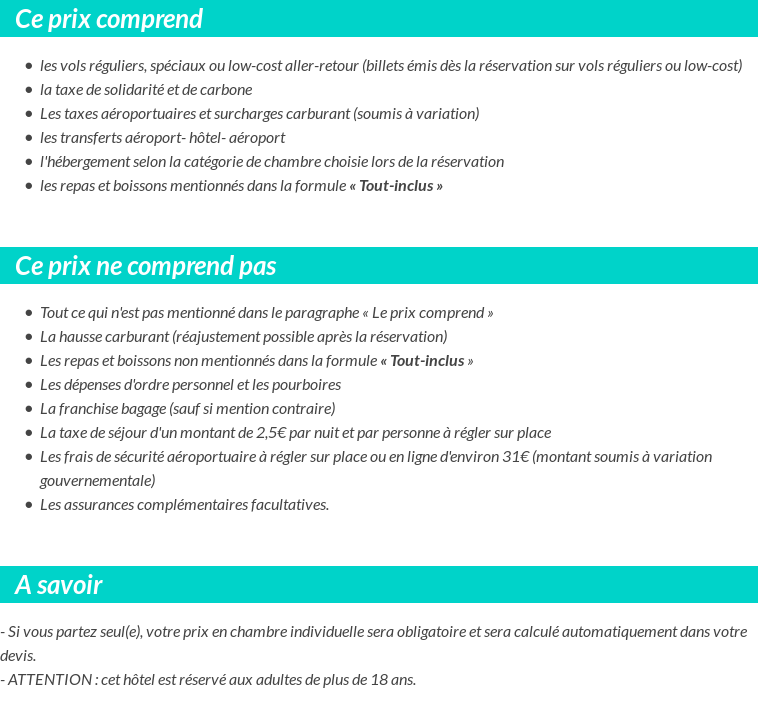 Conditions tarifaires