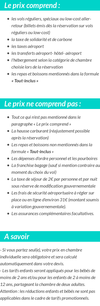 Conditions tarifaires