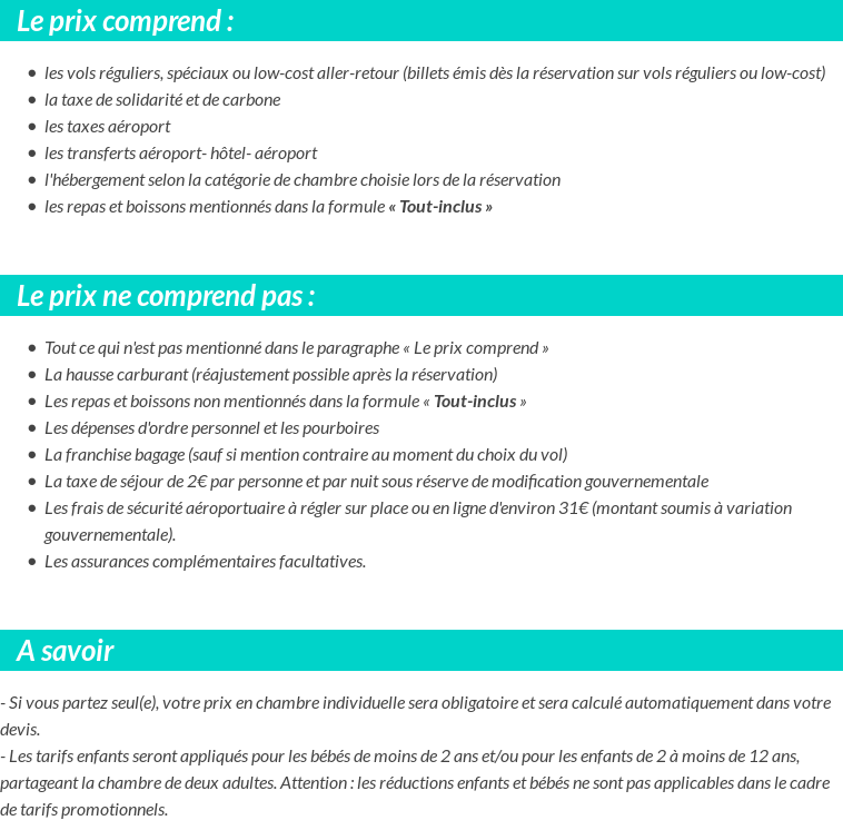 Conditions tarifaires