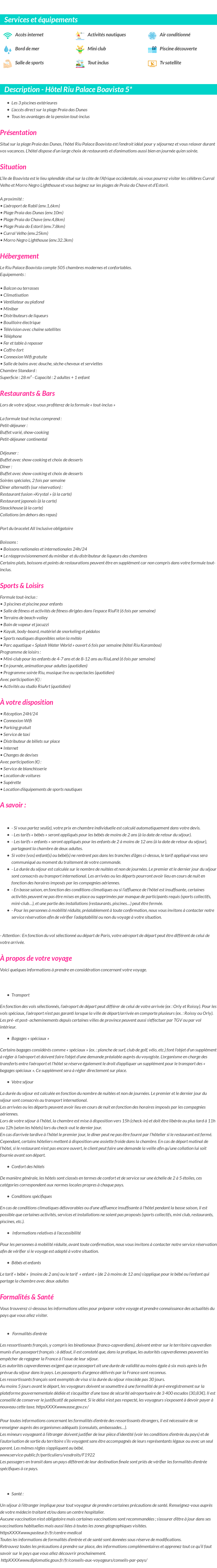 Détails du séjour