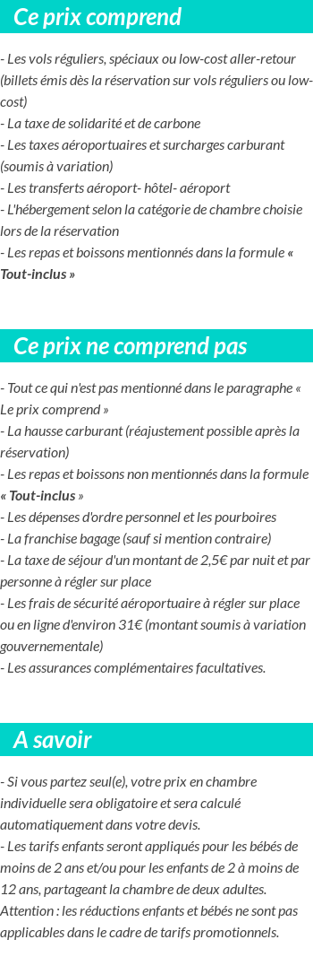 Conditions tarifaires