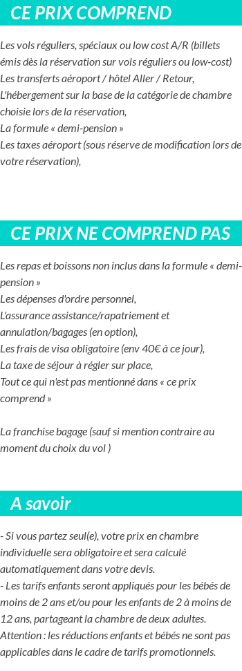 Conditions tarifaires