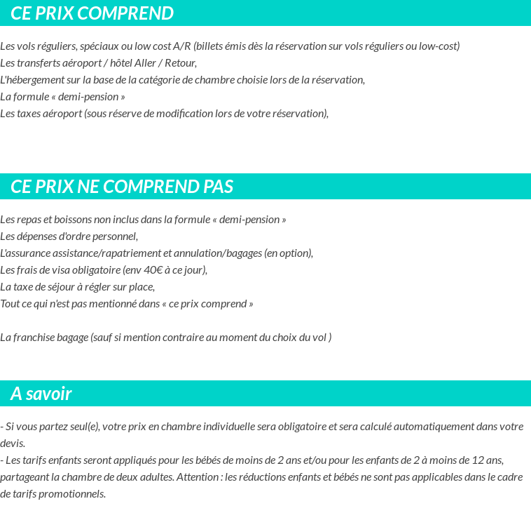 Conditions tarifaires