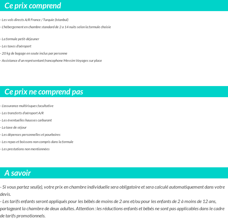 Conditions tarifaires