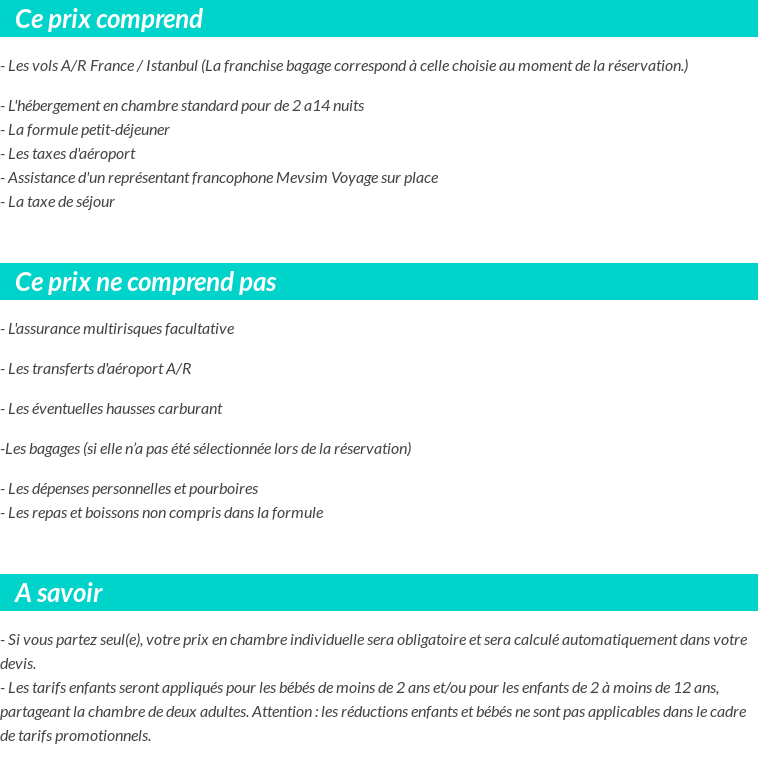 Conditions tarifaires